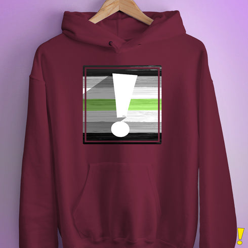 Agender Pride Flag Exclamation Point Hoodie - Maroon
